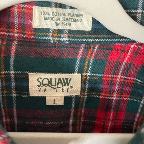 Squaw Valley Plaid Flannel Dress Shirt — Mens Large - Picture 2 of 3